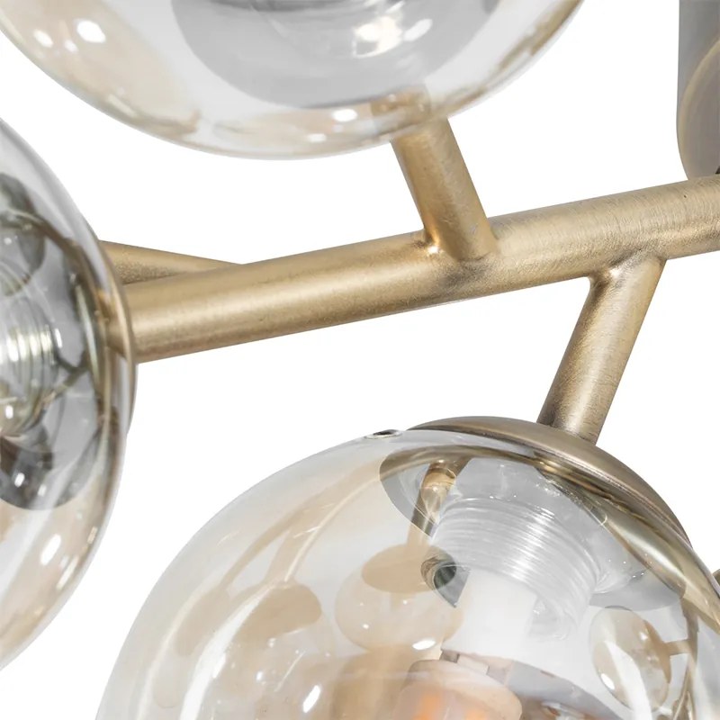 Okos mennyezeti lámpa bronz színben, borostyánszínű üveggel, 12 izzós, Zigbee G9-es - Bianca