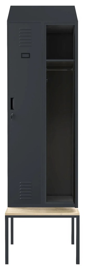Fém öltözőszekrény paddal és tetővel KACPER II PRO, 600 x 2295 x 850 mm, antracit