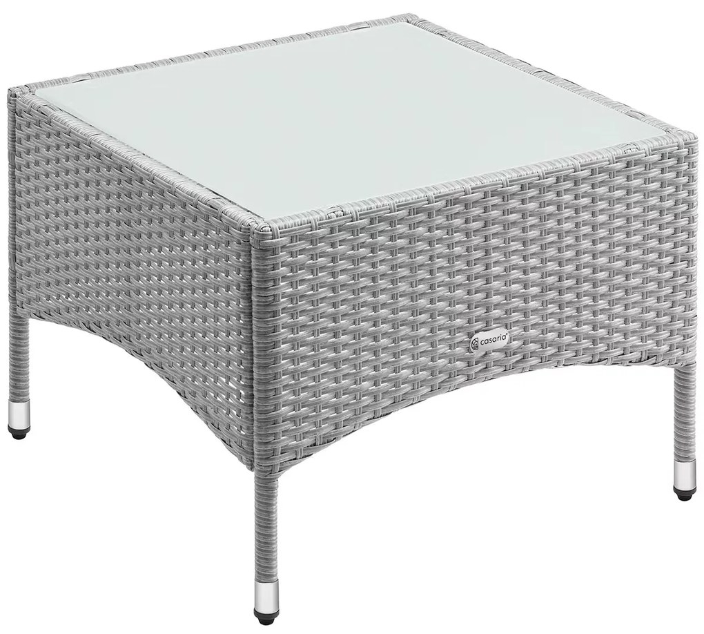 Casaria® Rattan asztal 58x58x42 cm - szürke