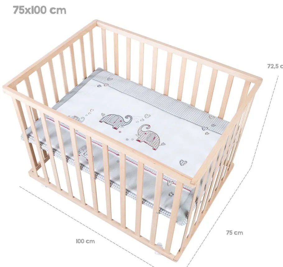 Natúr színű gurulós járóka 100x75 cm Jumbo Twins – Roba