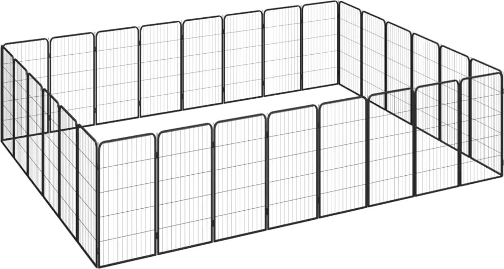 vidaXL 28-paneles fekete porszórt acél kutyakennel 50 x 100 cm