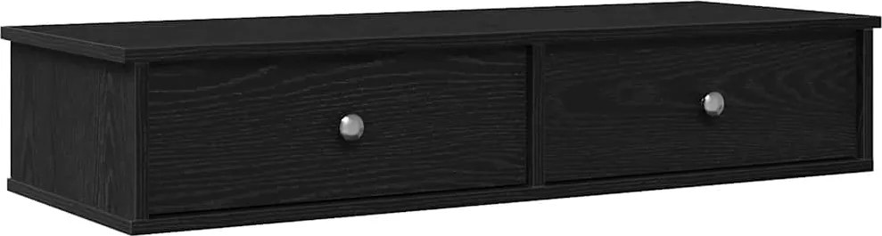 vidaXL fekete szerelt fa falipolc fiókokkal 100 x 37,5 x 19 cm