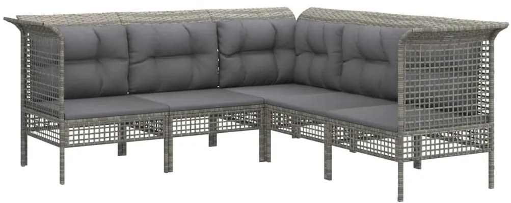 6 részes szürke polyrattan kerti ülőgarnitúra párnákkal