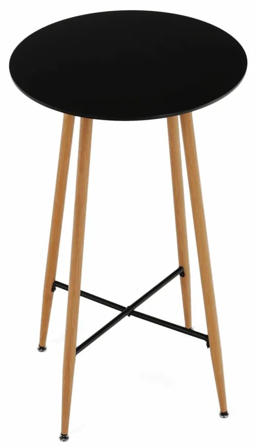 Bárasztal, fekete/tölgy, átmérő 60 cm, IMAM