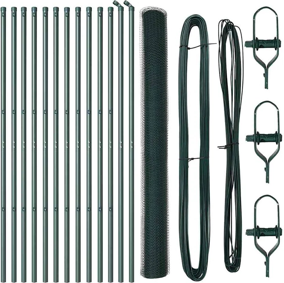 vidaXL Kerítésoszlop Zöld 25 x 1,6 m (13 mm háló) Acél és PVC