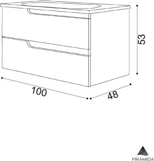 Piramida EURIDIKA fali / álló fürdőszobabútor - műmárvány mosdóval - 2 fiókos - 100 x 48 x 53 cm
