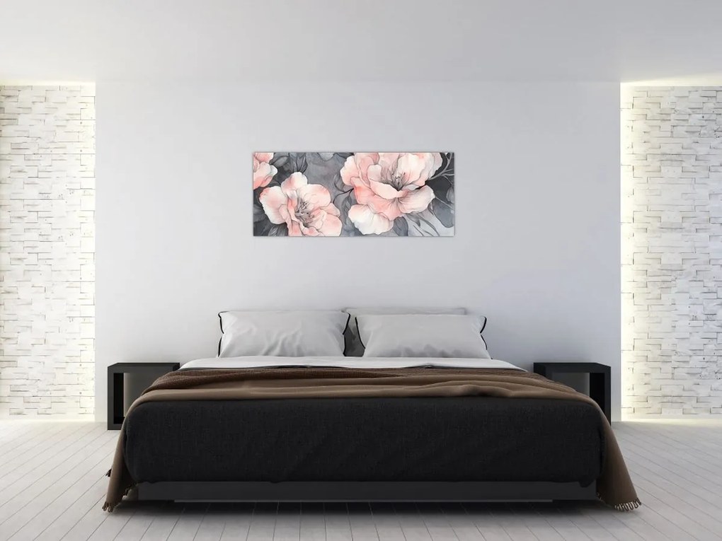 Kép - Virágok vázlata (120x50 cm)
