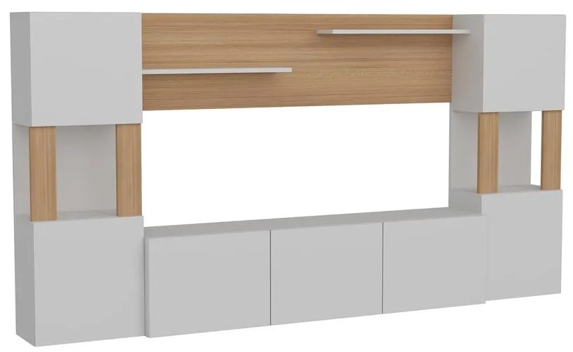 TV szekrény Lore - White, Teak