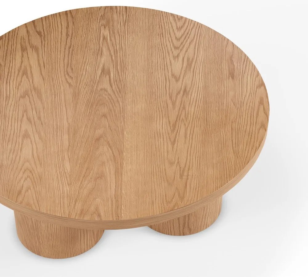 Natúr színű kerek dohányzóasztal tölgyfa dekorral ø 100 cm Arancha – MOME