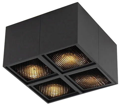 Design spotlámpa fekete 4-lámpás - Qubo Honey
