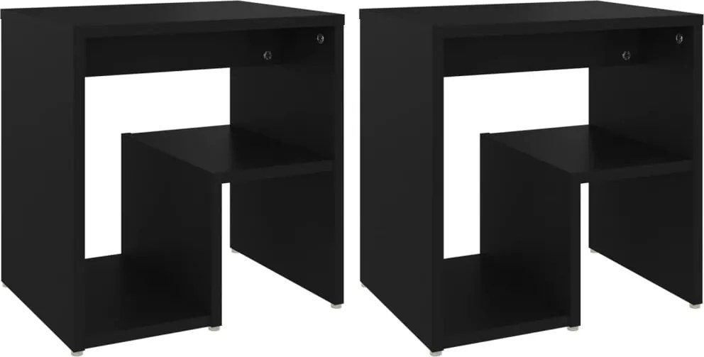 vidaXL 2 db fekete szerelt fa éjjeliszekrény 40 x 30 x 40 cm