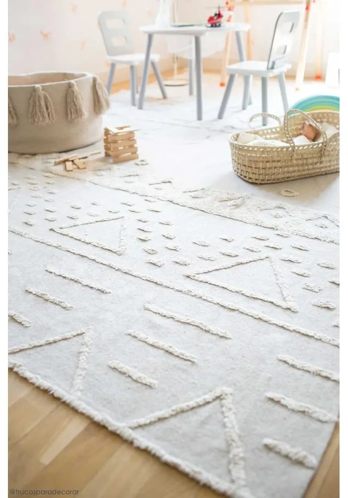 Fehér mosható kézi szövésű pamut szőnyeg 170x240 cm Tribu Natural – Lorena Canals