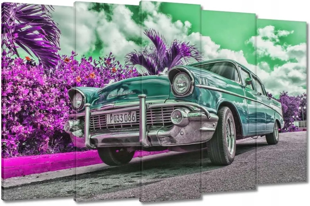Vászonkép 150x95 Klasszikus autó türkizben