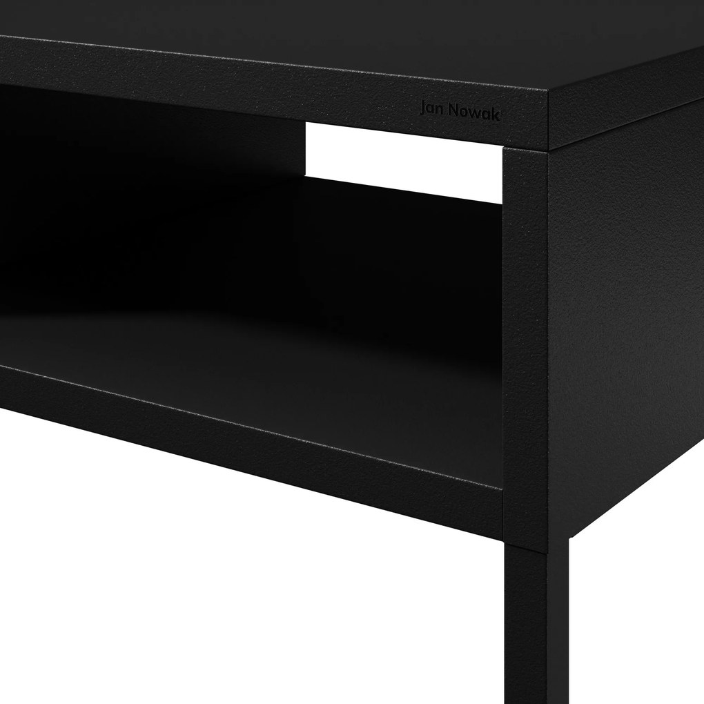 Fekete, téglalap alakú fém dohányzóasztal, 900x450x450 mm: MATTEO