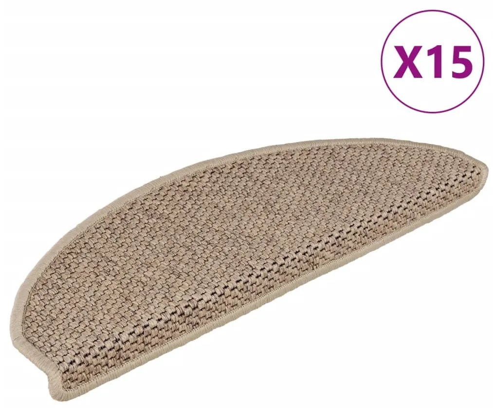15 db szizál hatású homokszínű öntapadó lépcsőszőnyeg 65x21x4cm
