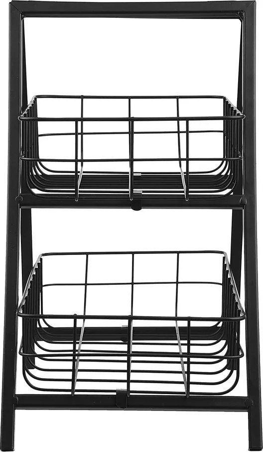 GRID két emeletes fém tároló, fekete 33 cm