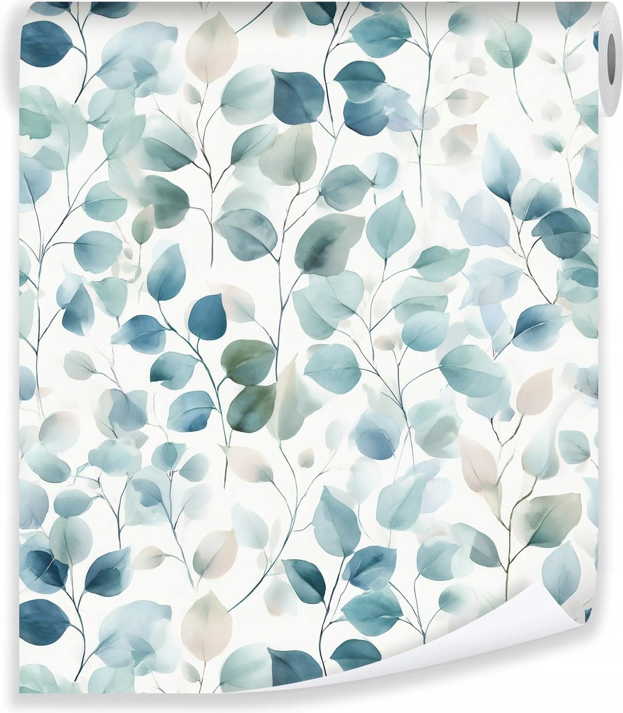 Tapéta Levelek Kék Akvarell Flizelin Fal Nappali Hálószoba