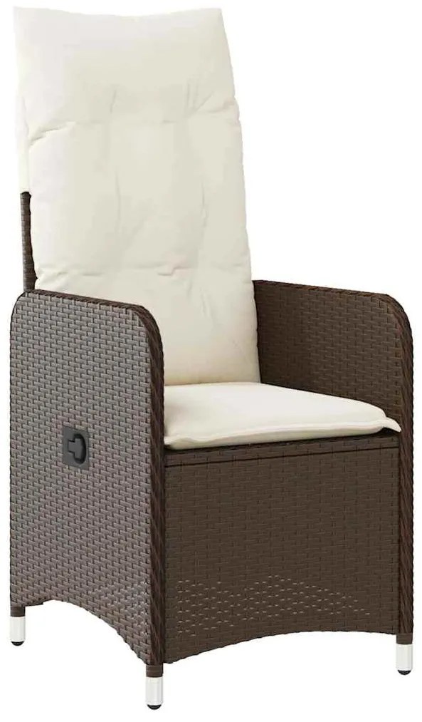 9 részes barna polyrattan kerti bisztrógarnitúra párnákkal