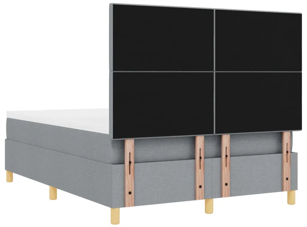 Boxspring Ágy Matrac és LED Fénnyel Szürke 140x200 cm Szövet