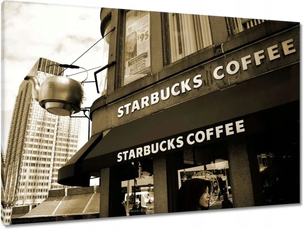 Vászonkép 90x60 Starbucks Coffee Sepia