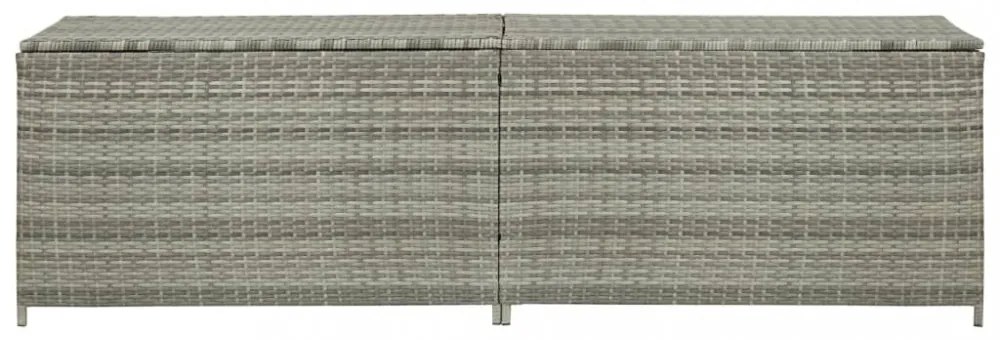 szürke polyrattan kerti tárolóláda 200 x 50 x 60 cm
