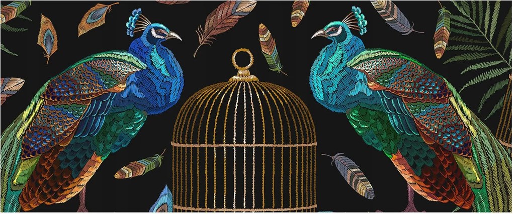 Fotótapéta Flizelin Dekoratív Hálószoba Páva kép 250x104 Ragasztó