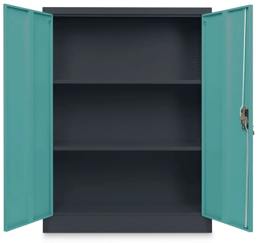 Közepes univerzális fém szekrény, 90 x 40 x 120 cm, hengerzár, zöld - ral 6033