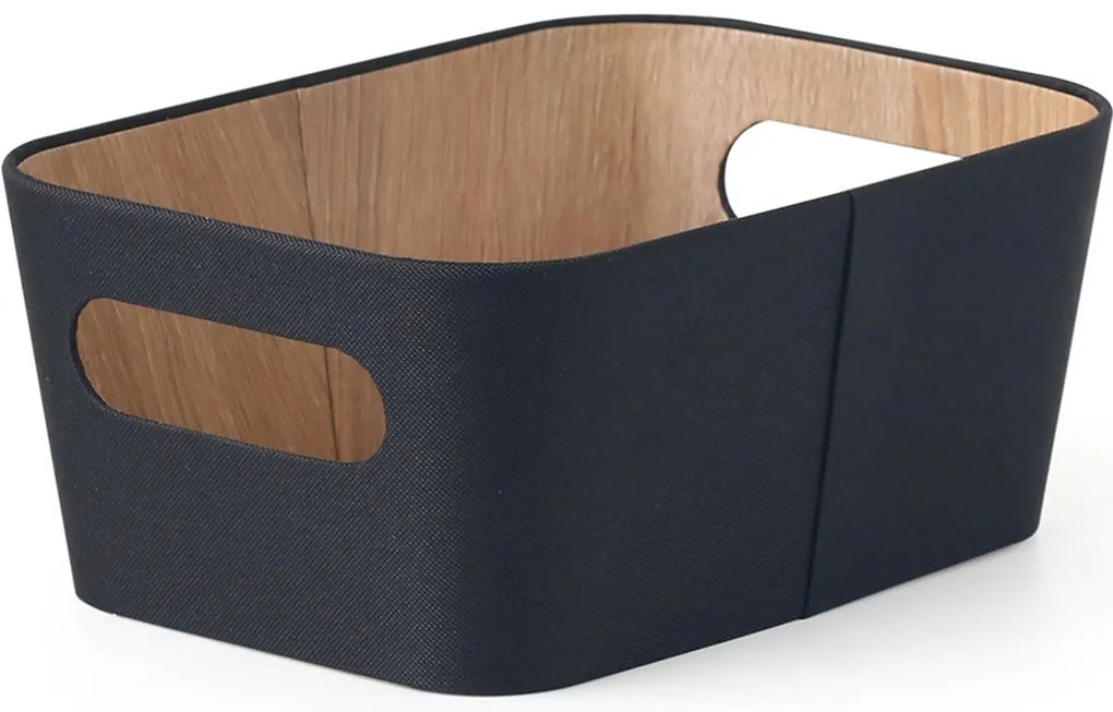 Kitchisimo 2 db tároló kosár szett 26 × 18 × 11cm, fekete, S