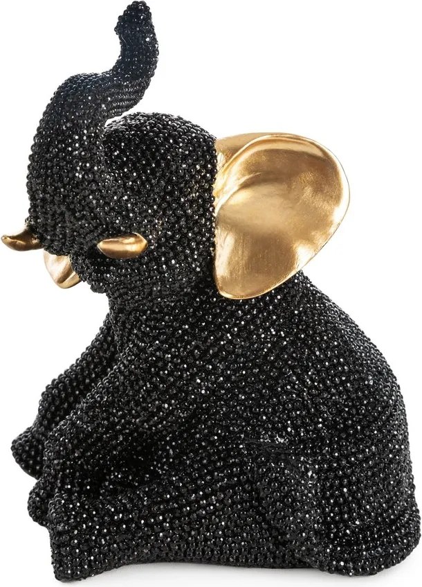 Dekorációs figura Eldo Eurofirany fekete arany ülő elefánt