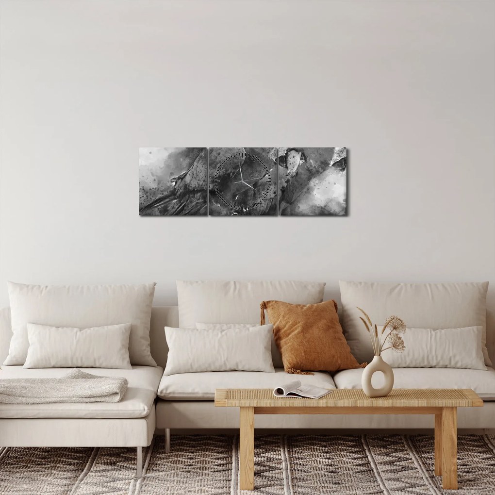 Kép - Akvarell papagájok (órával) (90x30 cm)