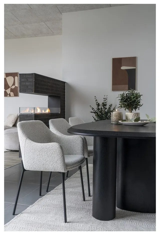 Fehér kárpitozott karfás étkezőfotel Melilla – House Nordic