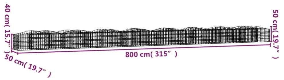 íves horganyzott vas gabion magaságyás 800x50x50 cm