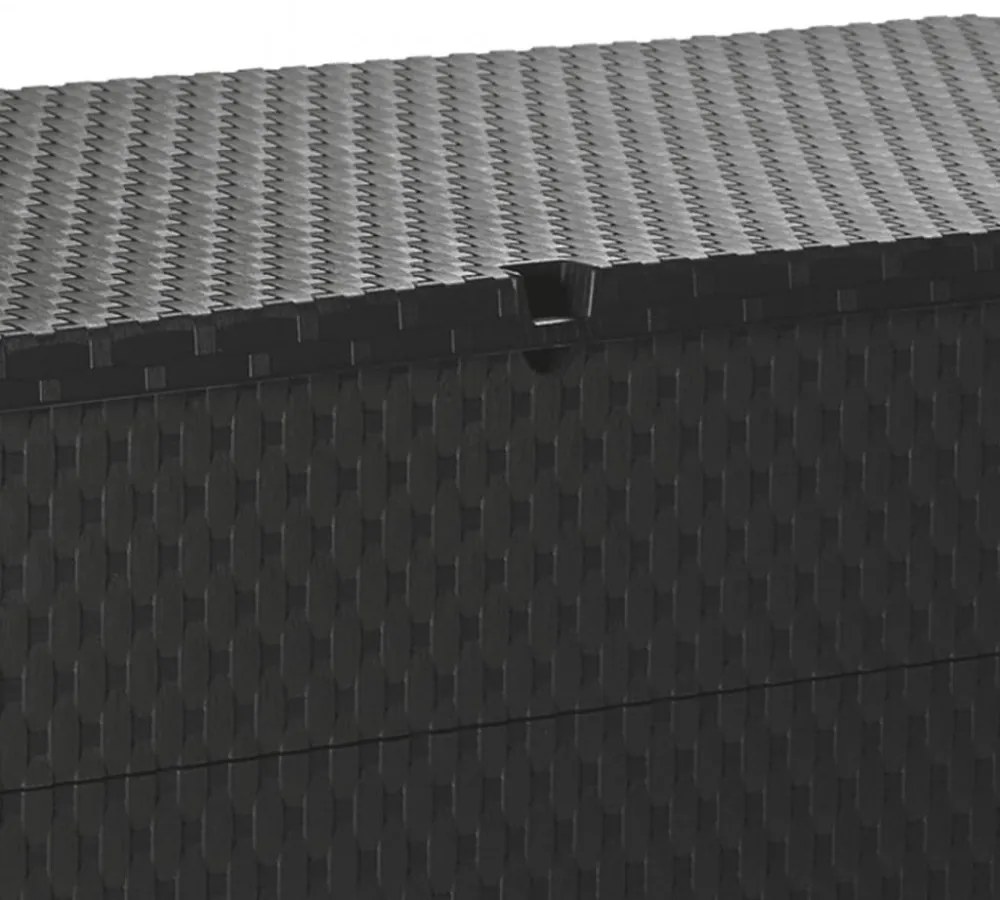 antracitszürke PP rattan kerti tárolóláda 120 x 56 x 63 cm