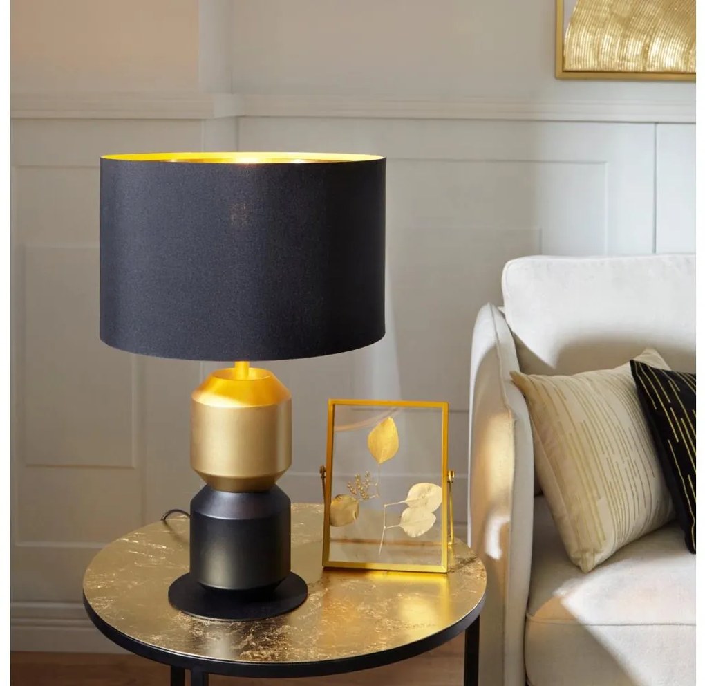 Eglo 390188 - Asztali lámpa LAURIGNANO 1xE27/40W/230V fekete/arany