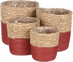 Virágtartó Fonott kosár Tengeri fű fonott Rachel bordó 18 Boho