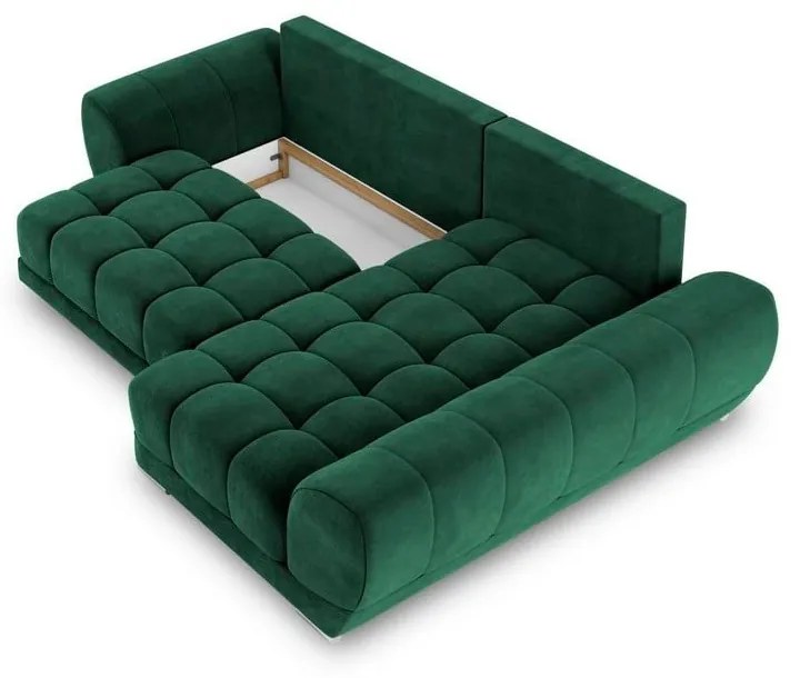 Nuage palackzöld kinyitható sarokkanapé bársony kárpittal, jobb oldali - Windsor &amp; Co Sofas