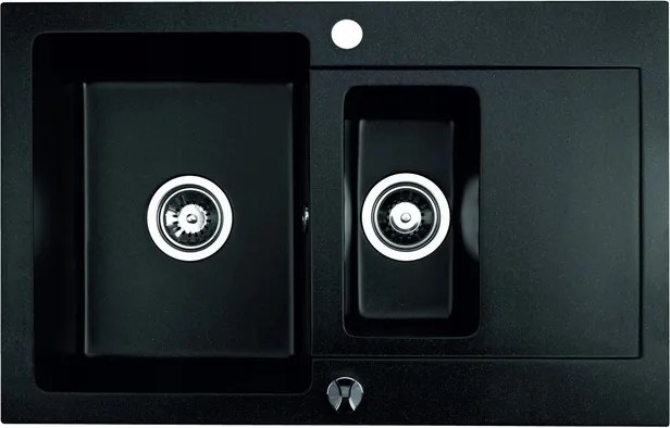 Gránit Mosogató Konyhai Mosogató Cordeo 79 másfélmedencés fekete