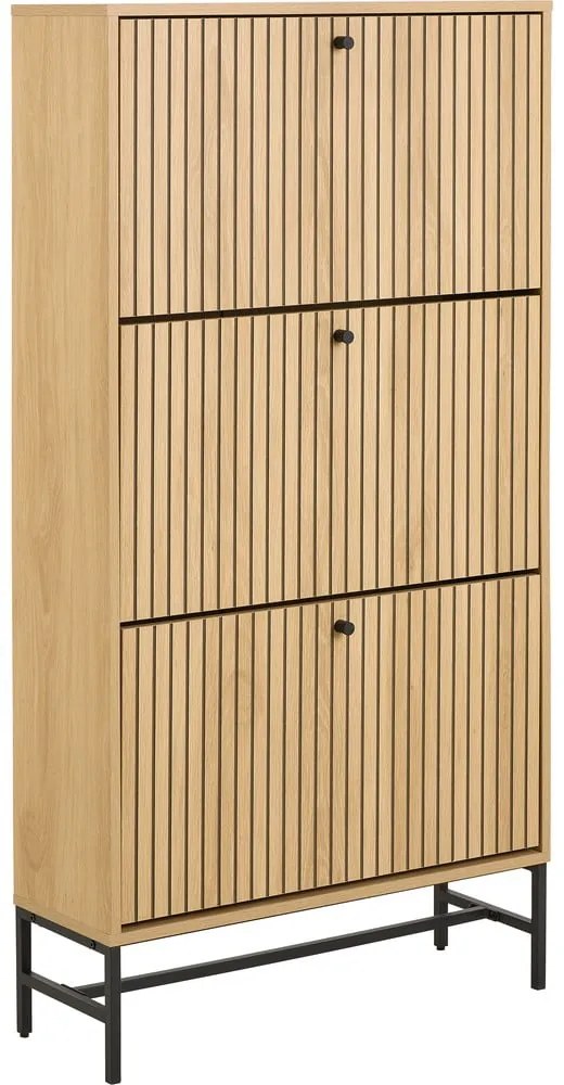 Natúr színű billenő ajtós cipőtartó tölgyfa dekorral 72x140x25 cm Albany – Actona