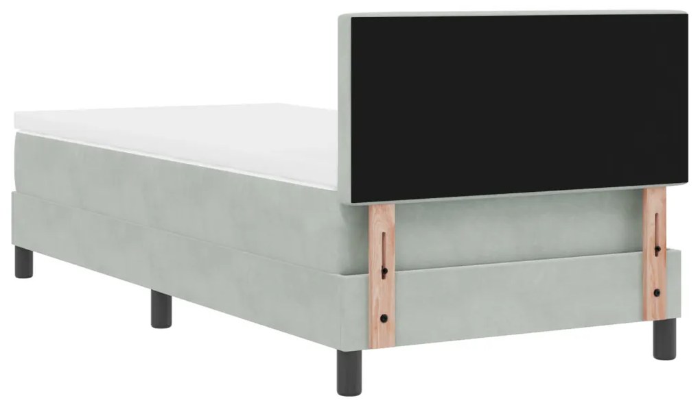 Boxspring Ágy Matraccal és LED Fénnyel Szürke 90x190 cm Bársony