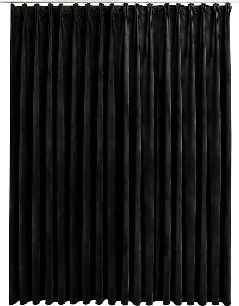 vidaXL fekete bársony sötétítőfüggöny kampókkal 290 x 245 cm