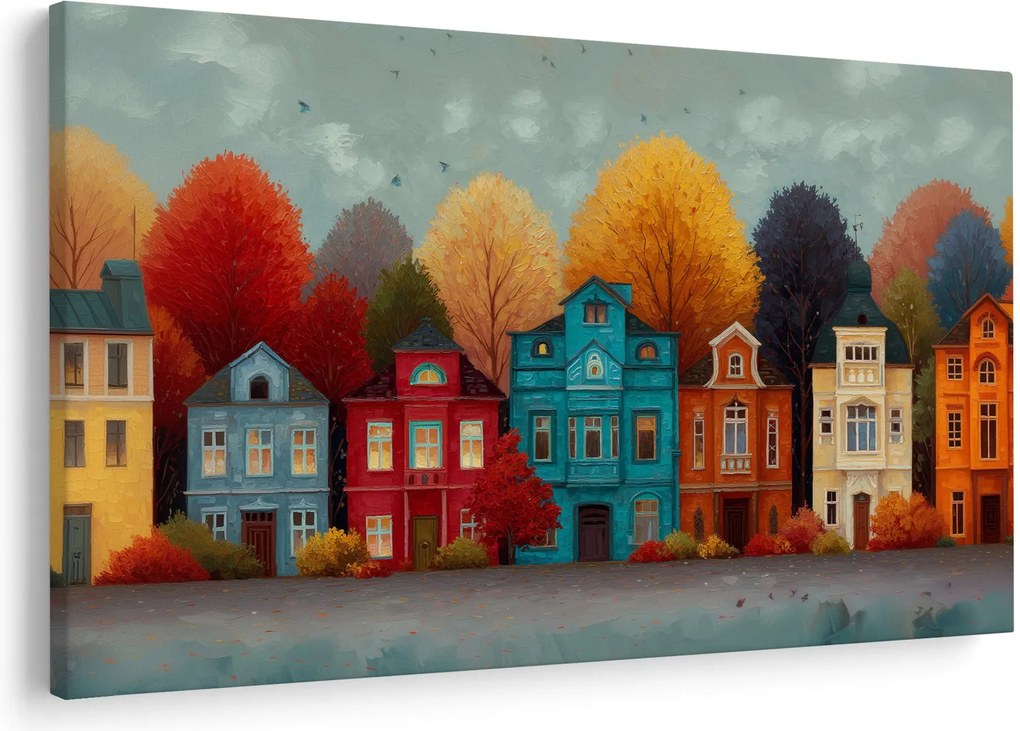 Kép - Festett őszi város (90x60 cm)