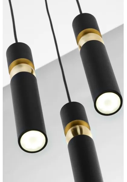 Jupiter 2013 - Csillár zsinóron ALAS 3xGU10/10W/230V fekete/arany