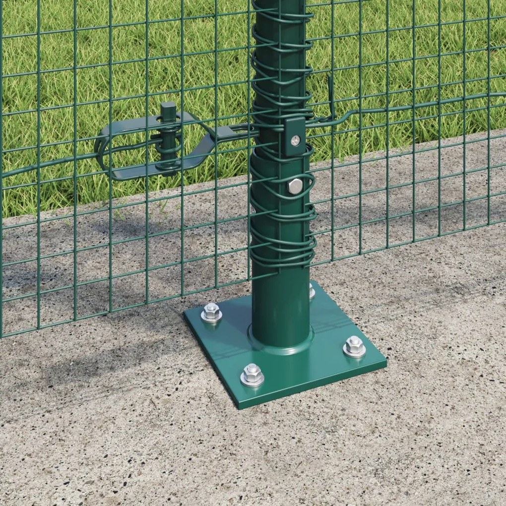 Hegesztett Huzal Kerítés 13 Flangolt Oszloppal Zöld 1.2x25 m Acél