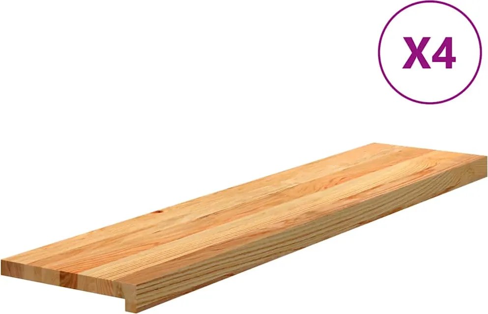 vidaXL 4 db tömör tölgyfa világosbarna lépcsőfokok 110x30x2 cm