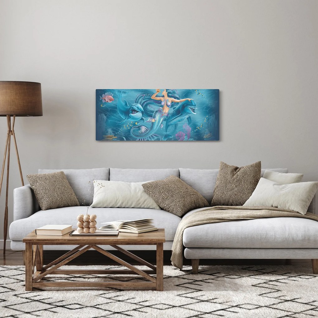 Kép - Sellő delfinekkel (120x50 cm)