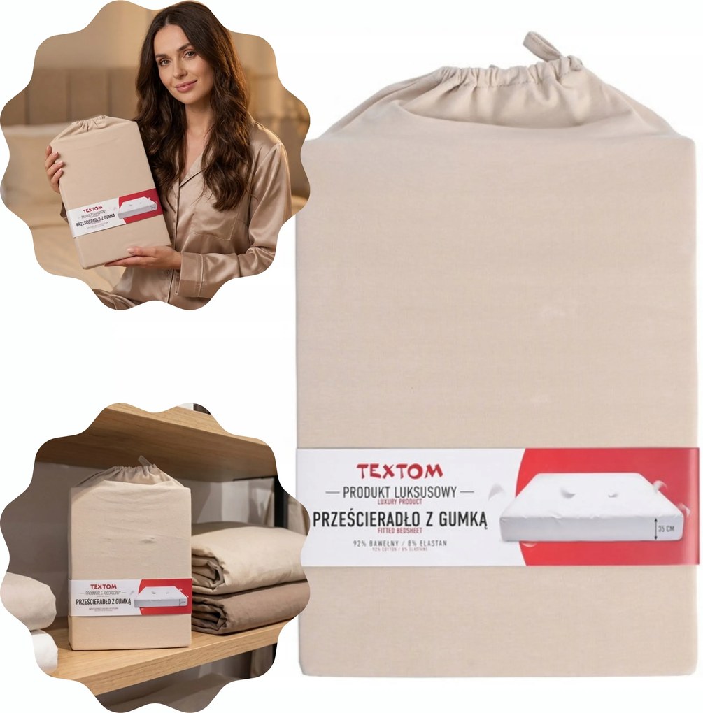 Lepedő Elasztán Pamut 160X200cm Radír Bézs Tömör Kivitel