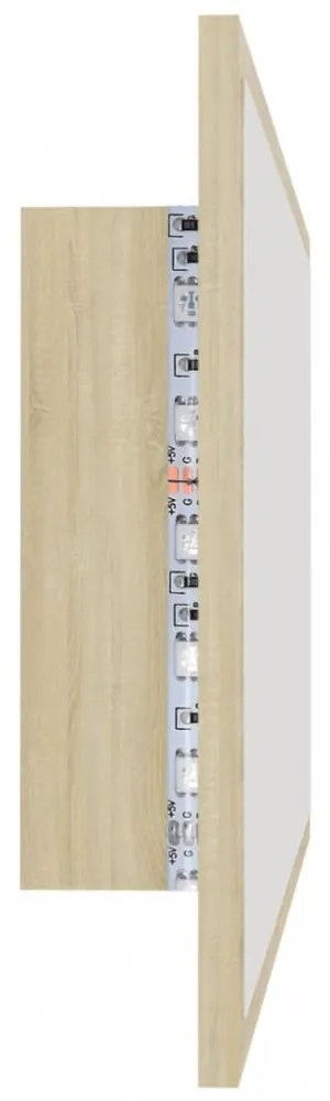 sonoma-tölgy akril LED-es fürdőszobai tükör 80x8,5x37 cm