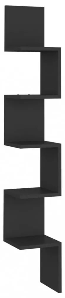 fekete szerelt fa fali sarokpolc 20 x 20 x 127,5 cm