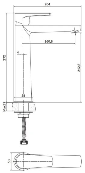 Cersanit S951-585 - MODUO 27,2 cm fekete mosdó csaptelep