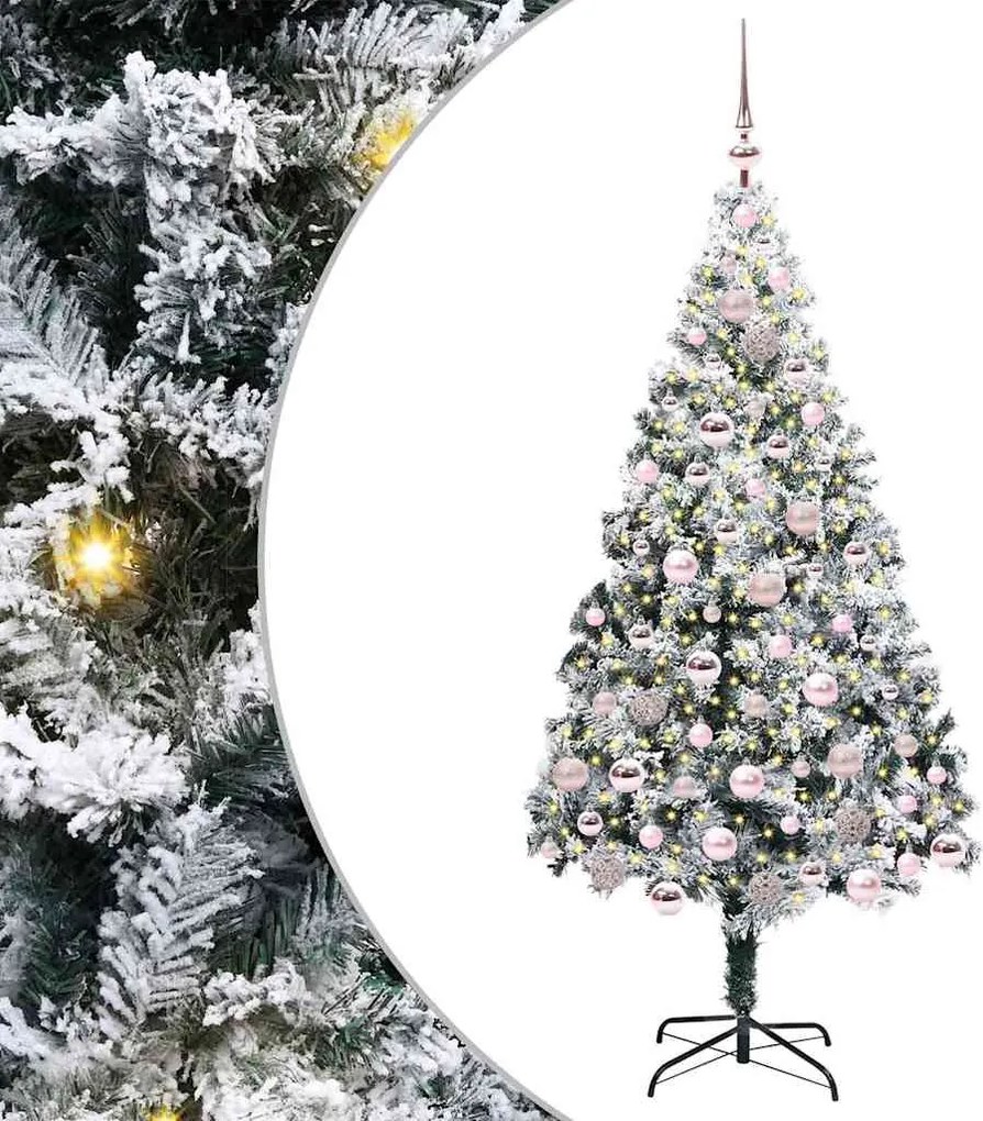 vidaXL Mű karácsonyfa 300 LED-del Fehér 180 cm PVC és Acél és Műanyag
